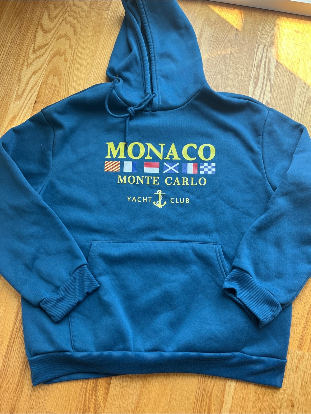 SHEIN Teal Blue Monaco Monte Carlo Yacht Club Crewneck Hoodie